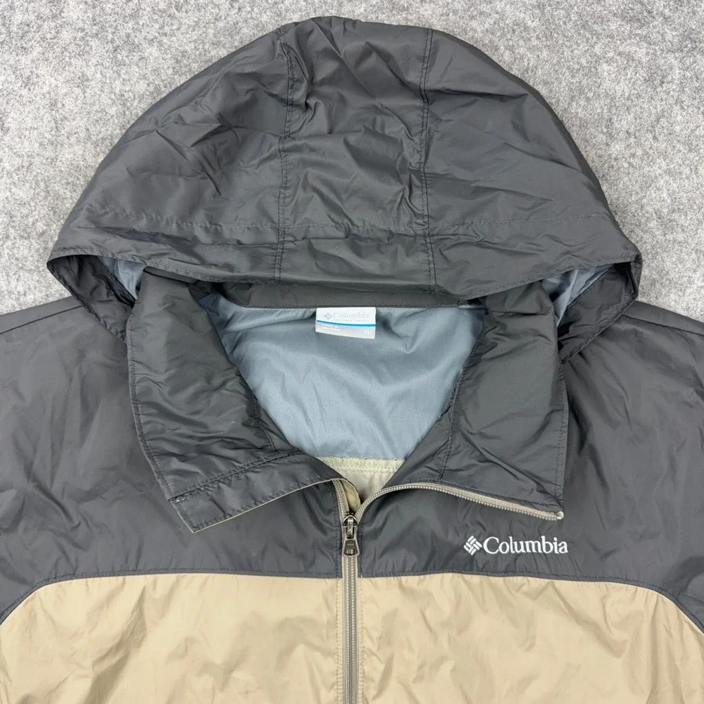 Columbia Jacket Men XL Tan Gray Omni Shield Windbreaker Hiking Rain Coat Outdoor